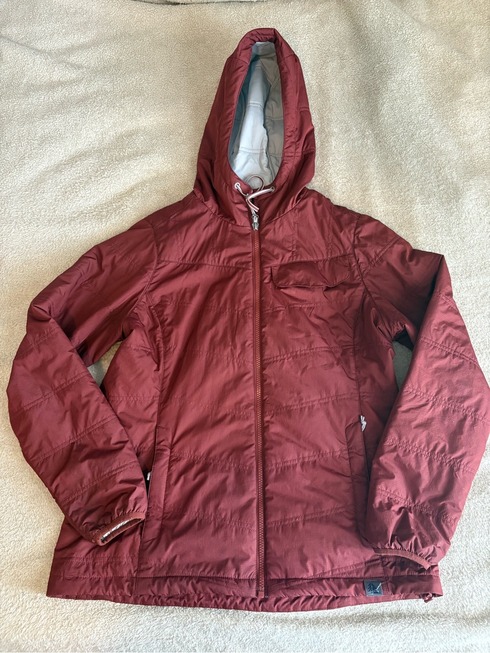 LLBean Women's Missed Hooded Primaloft Puffer Jacket - Burgundy, size medium